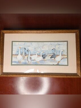 Ava Freeman Signed Geese Print Matted & Framed Landscape Art Animals